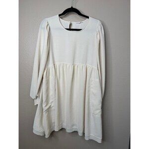By The River Women's Cream Dress Size Large long sleeve mini dress round‎ neck
